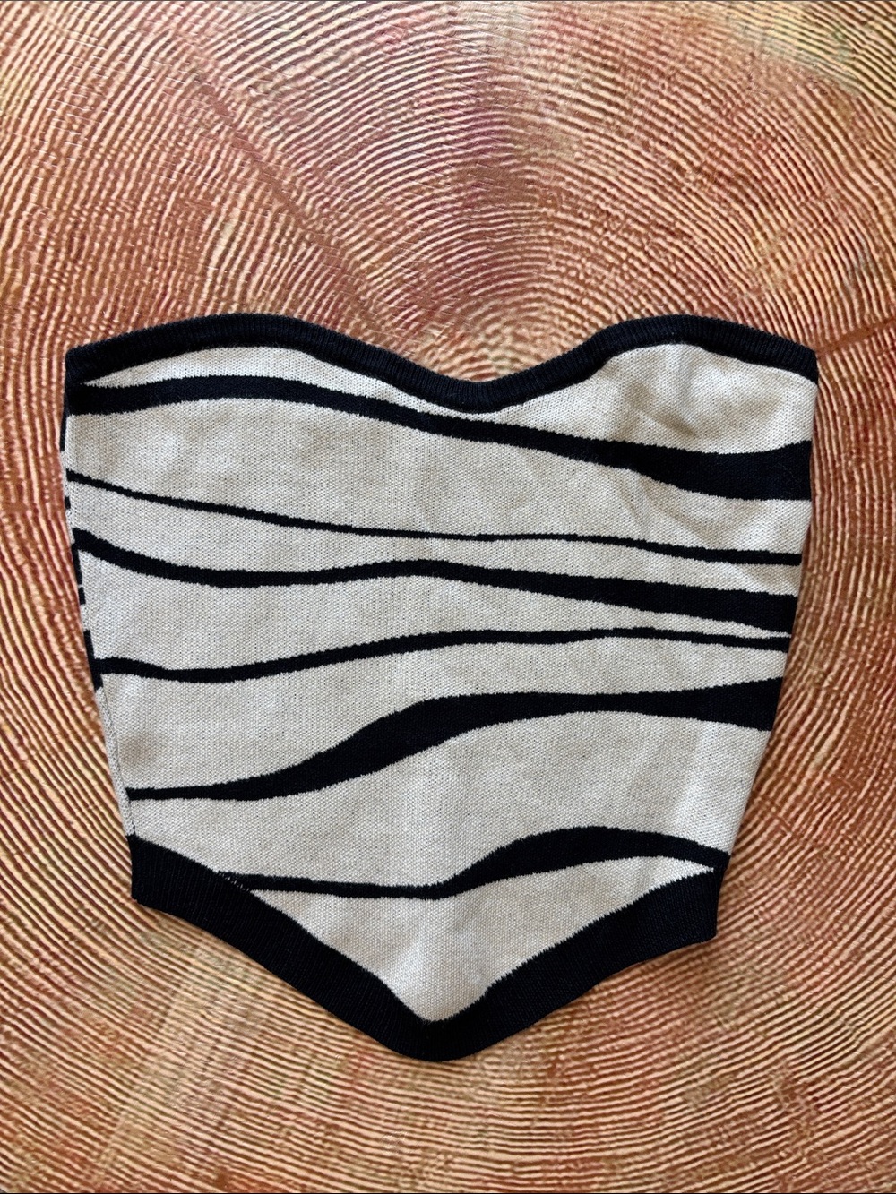 Abstract knit corset tube top M LIKE NEW